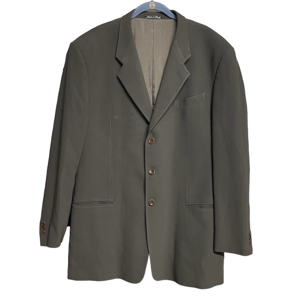 Armani wool blazer made in Italy 3 button suit jacket 44 L gray green